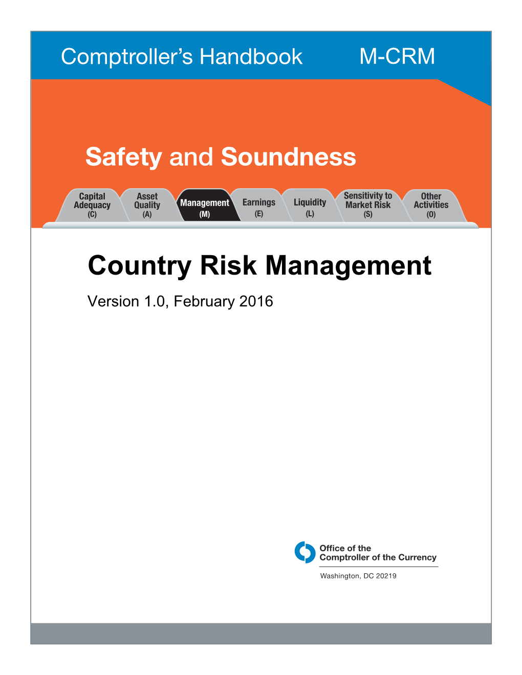 Country Risk Management, Comptroller's Handbook