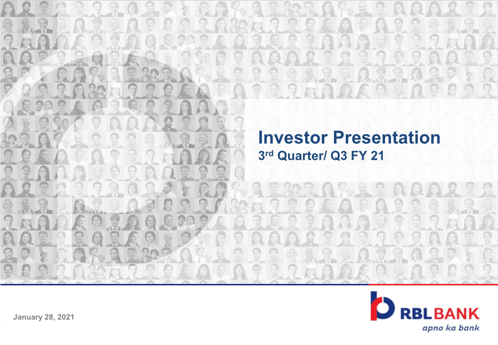 Investor Presentation 3Rd Quarter/ Q3 FY 21