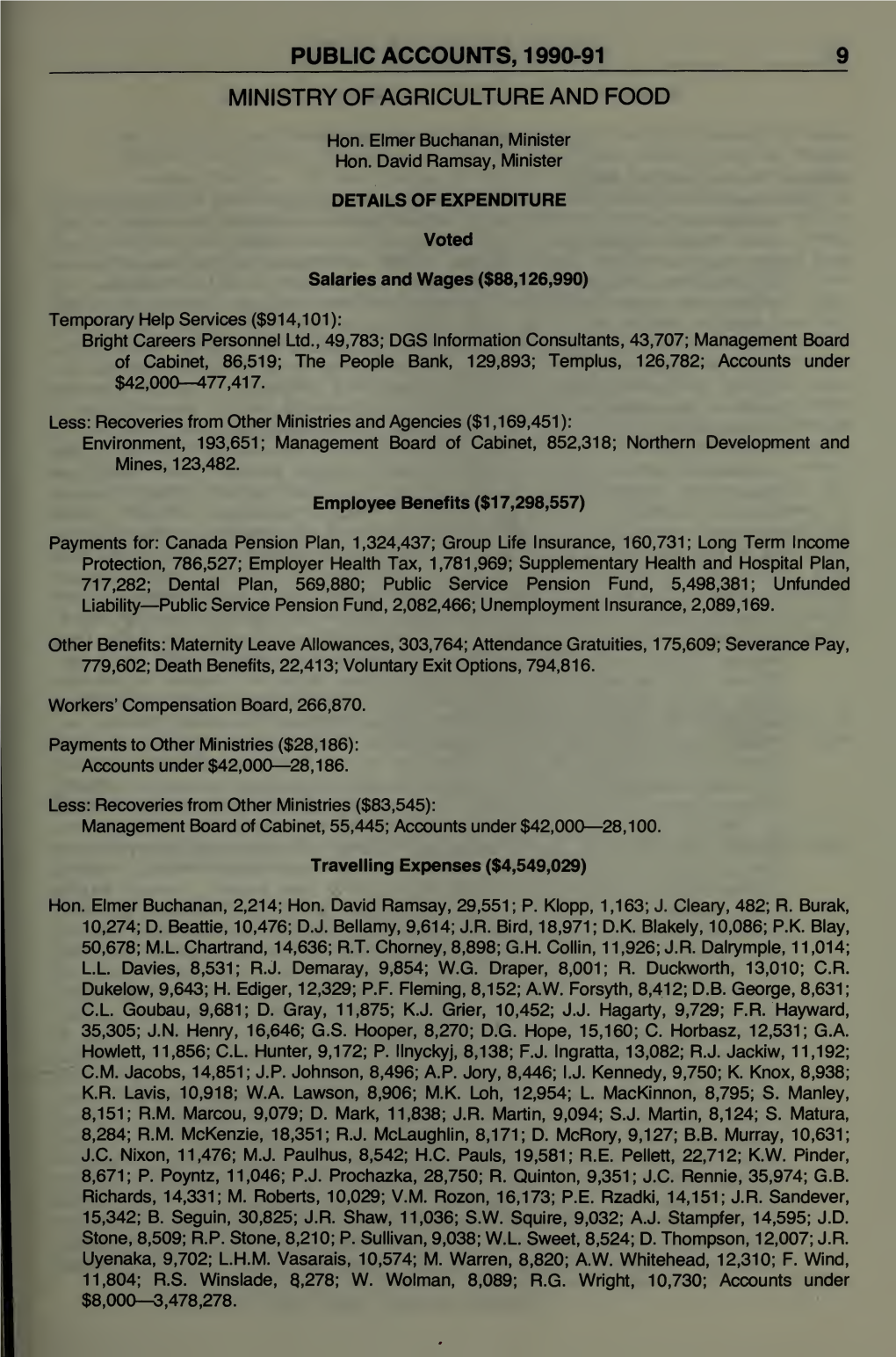 Public Accounts of the Province of Ontario for the Year Ended March 31, 1991