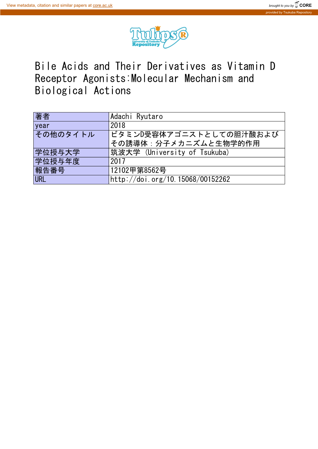 Bile Acids and Their Derivatives As Vitamin D Receptor Agonists:Molecular Mechanism and Biological Actions