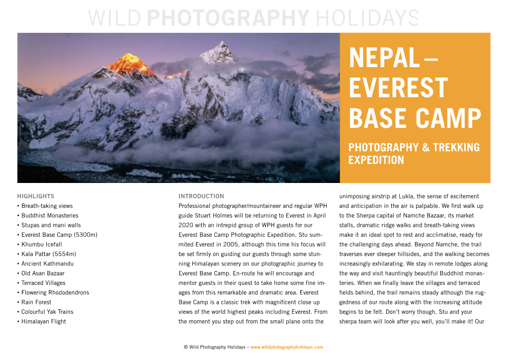 Everest Base Camp Photography & Trekking Expedition