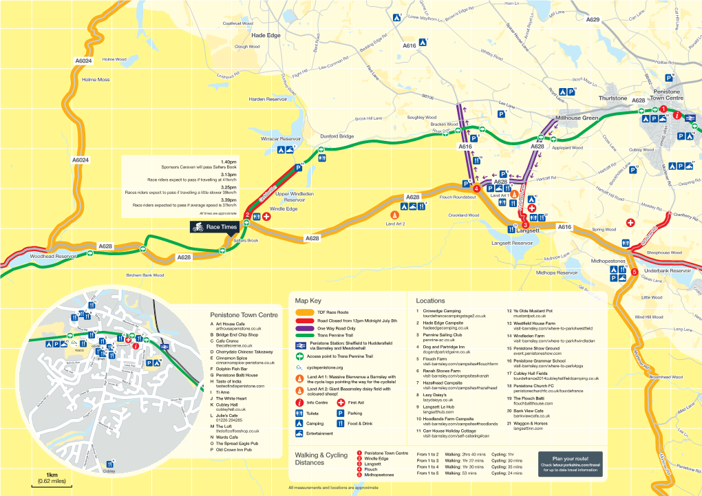 Penistone Town Centre Map Key Walking & Cycling Distances