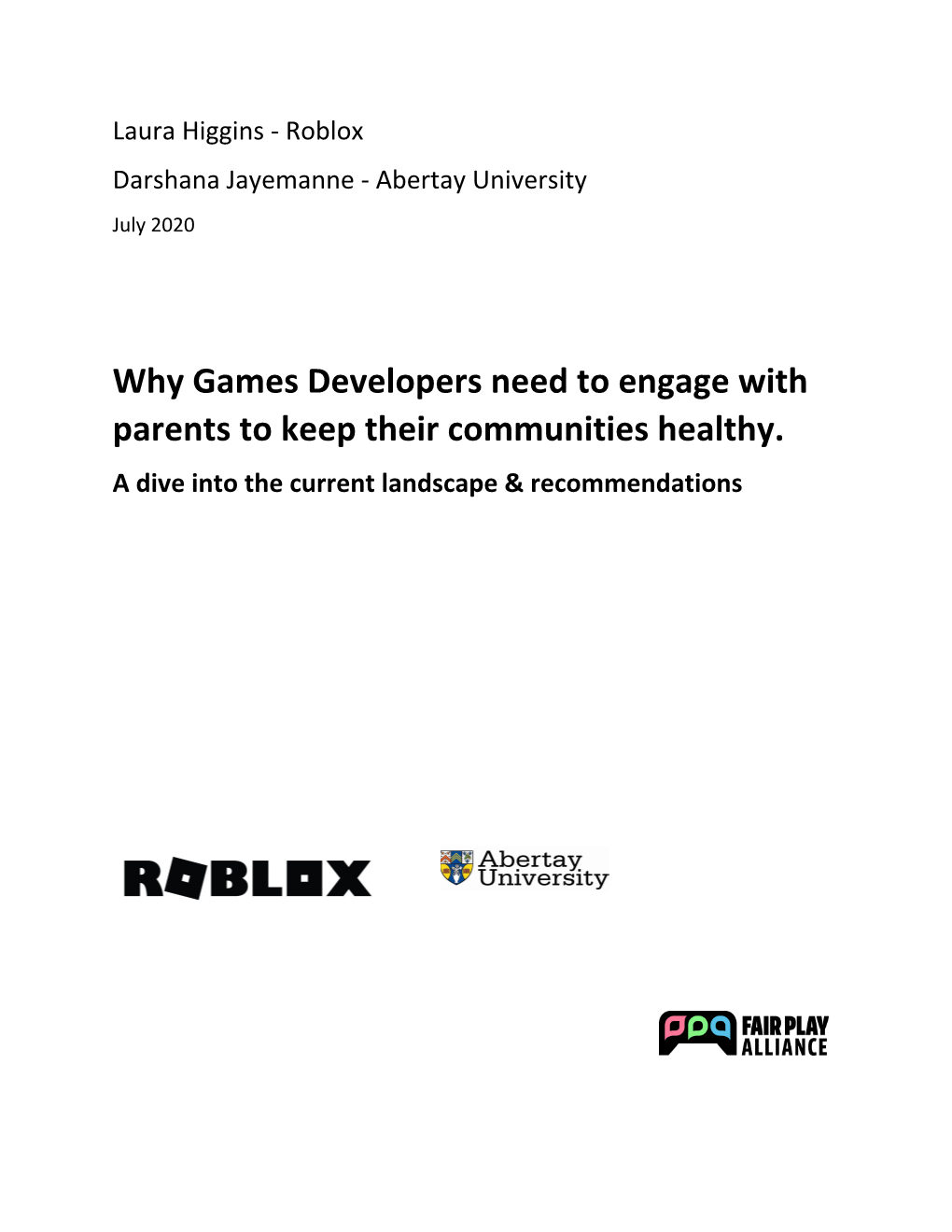Why Games Developers Need to Engage with Parents to Keep Their Communities Healthy