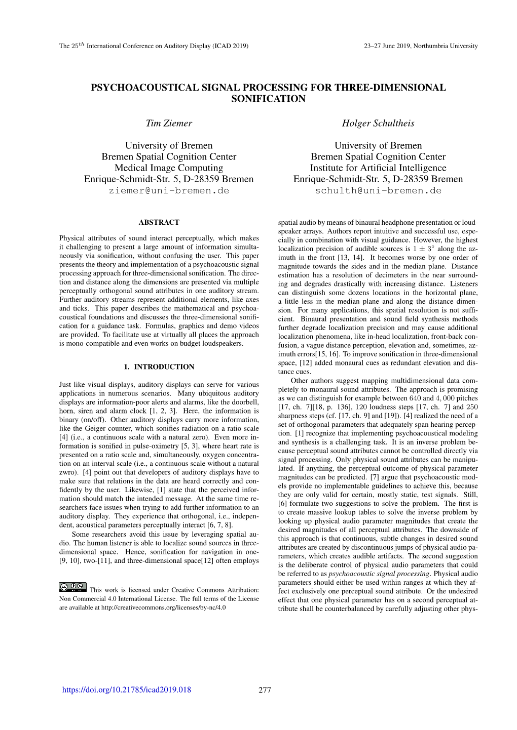 Psychoacoustical Signal Processing for Three-Dimensional Sonification