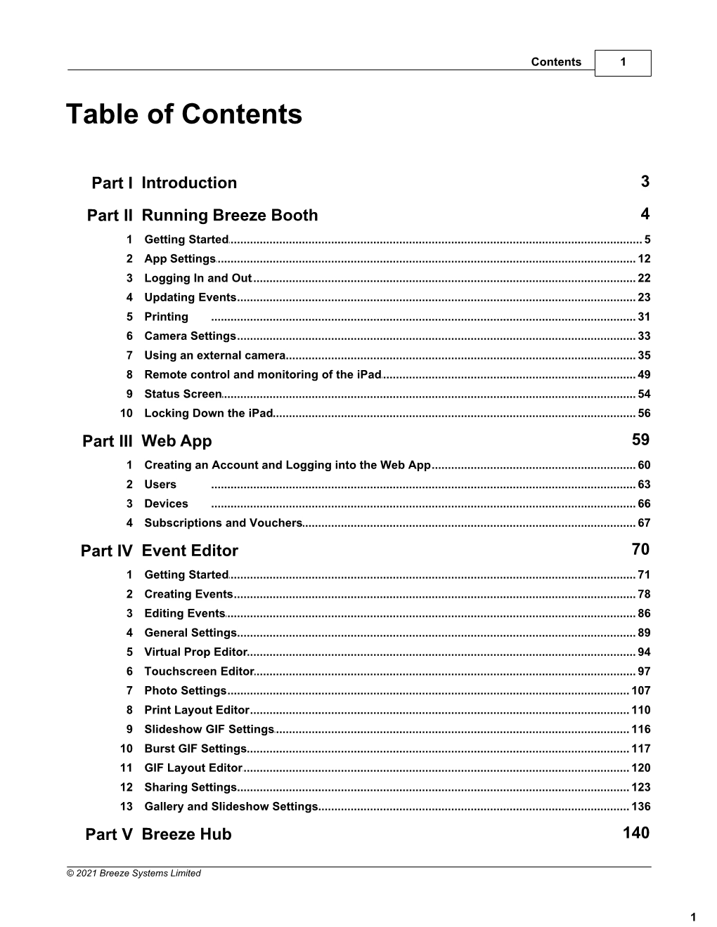 Table of Contents