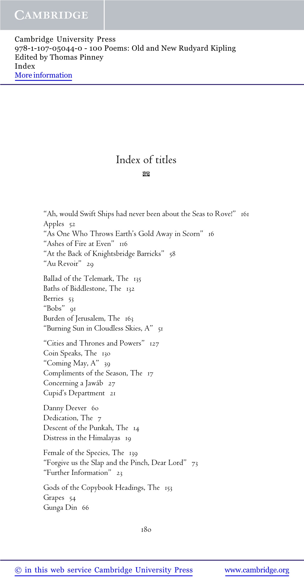 Index of Titles 