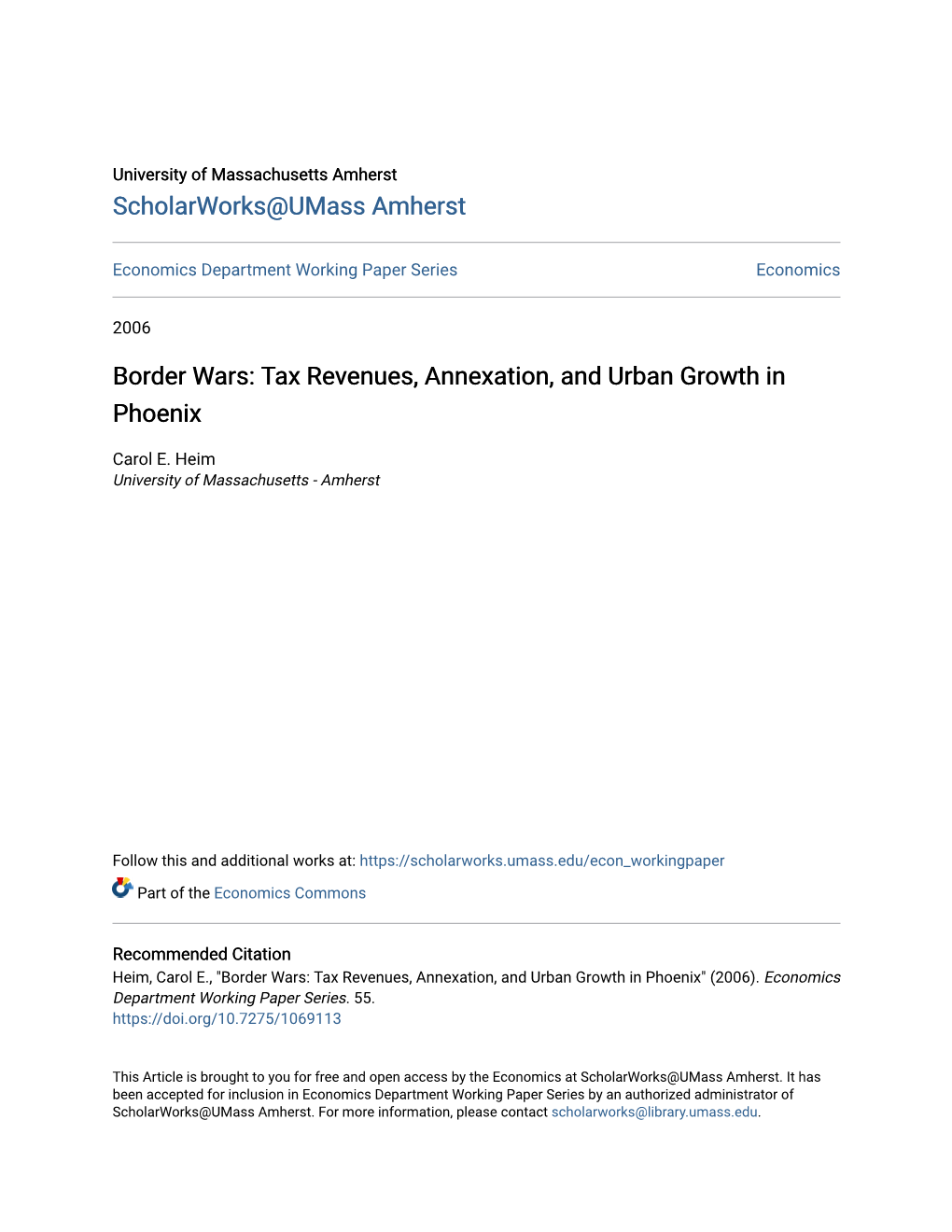 Tax Revenues, Annexation, and Urban Growth in Phoenix