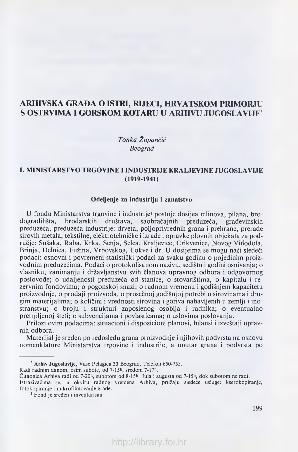 Arhivska Građa O Istri, Rijeci, Hrvatskom Primorju S Ostrvima I