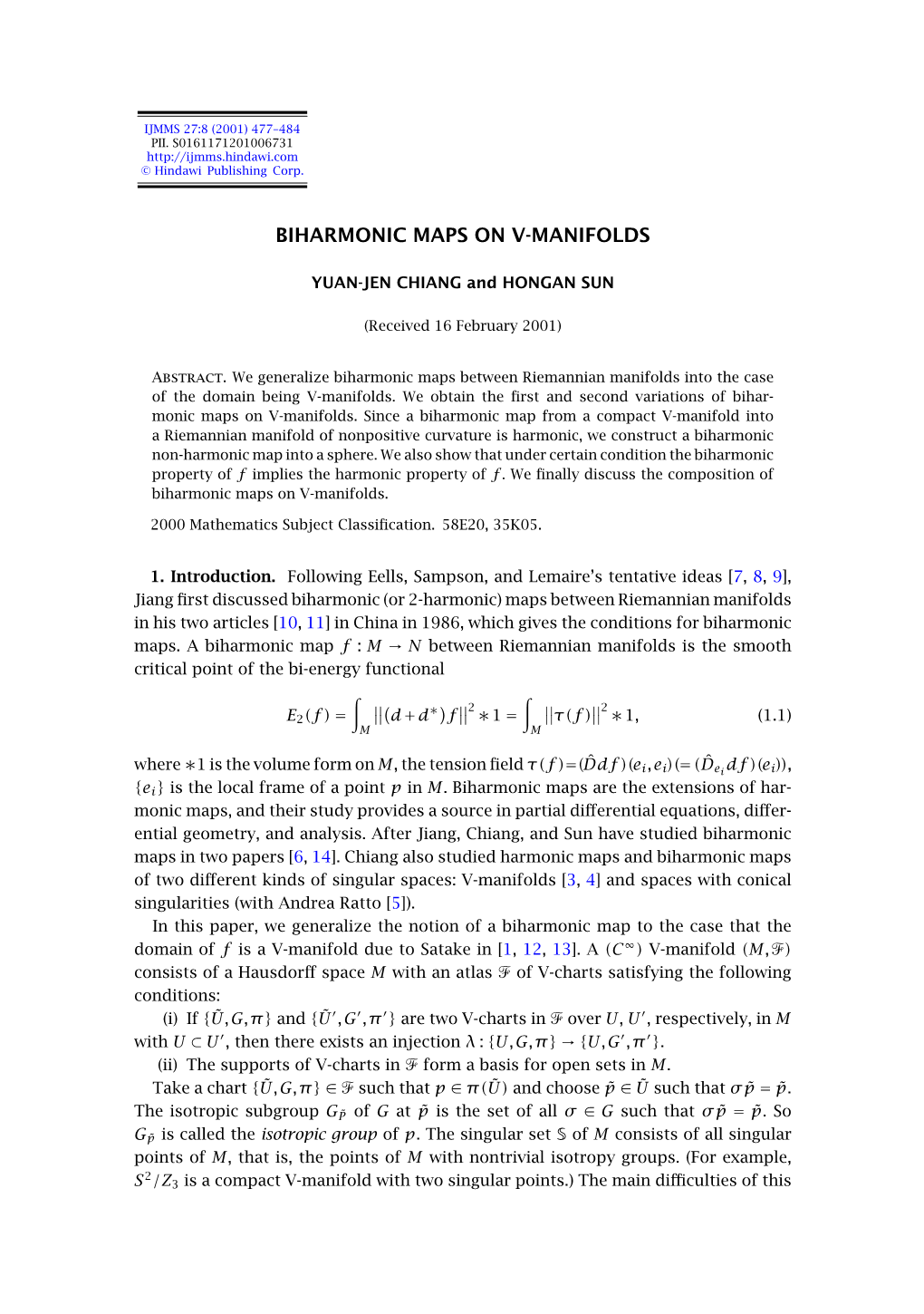 Biharmonic Maps on V-Manifolds