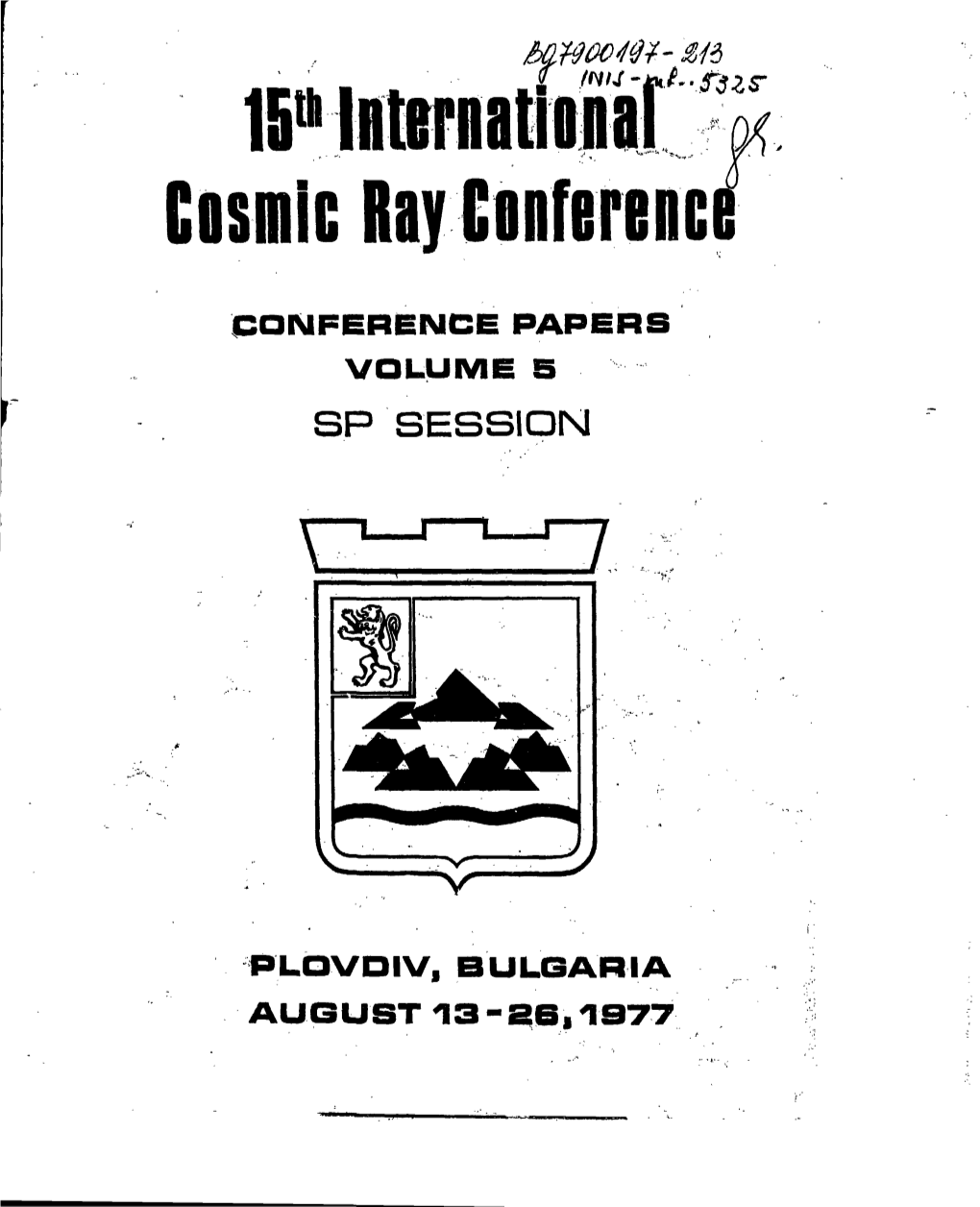 15A Littriiatiiic Cosmic Ray Conferenc