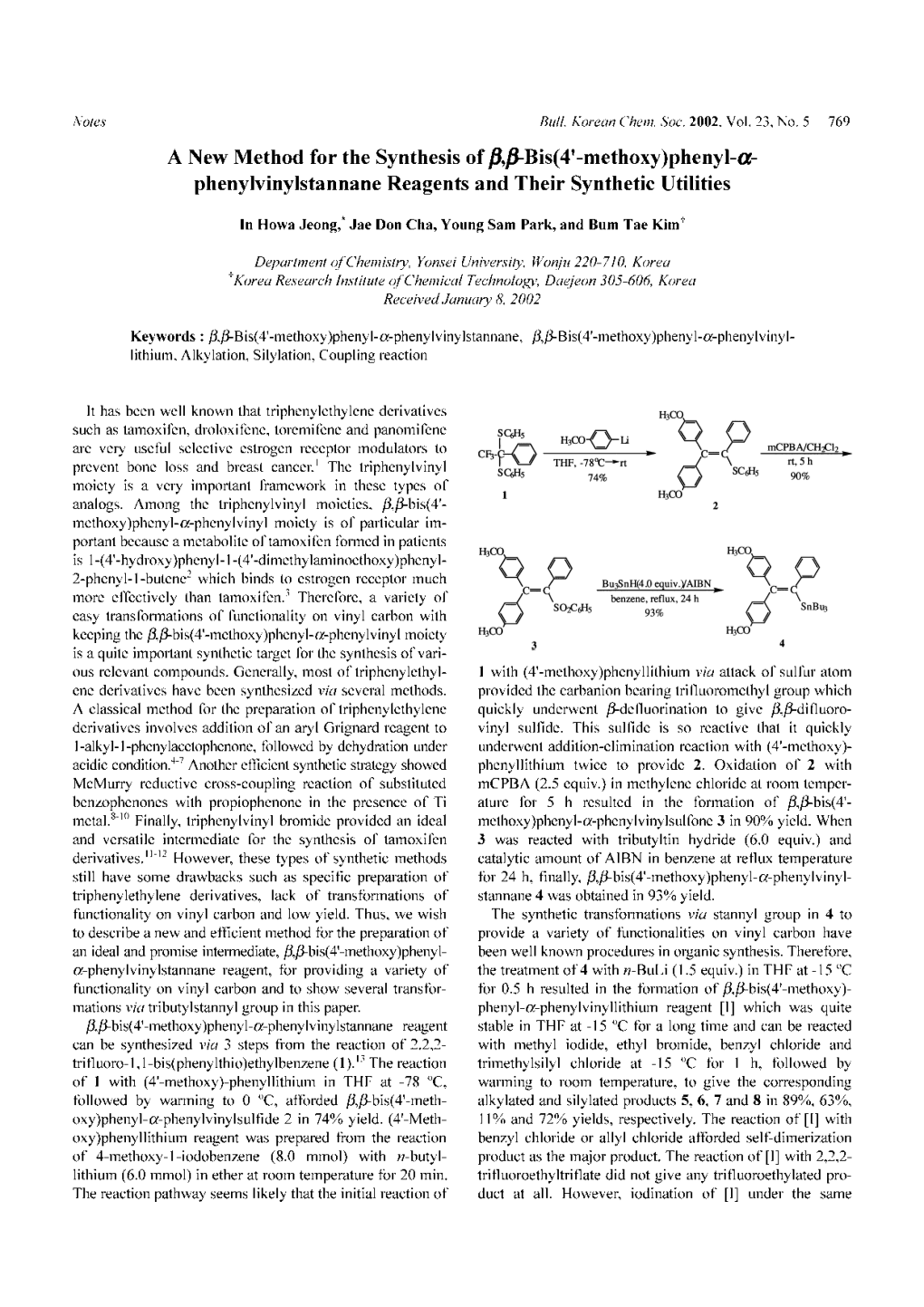 A New Method for the Synthesis Ofg#Bis(4'-Methoxy)Phenyl-8