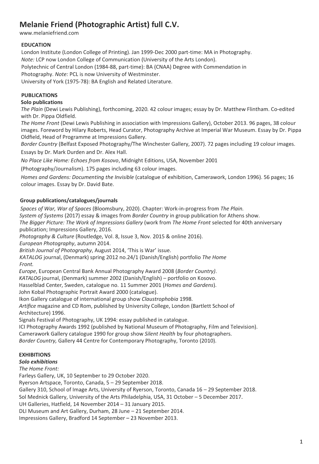 Mel Full CV Updated 17 Dec 2018