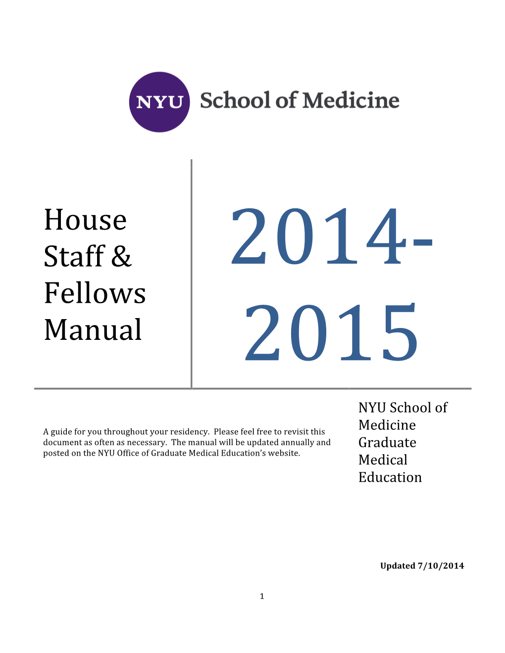 House Staff & Fellows Manual
