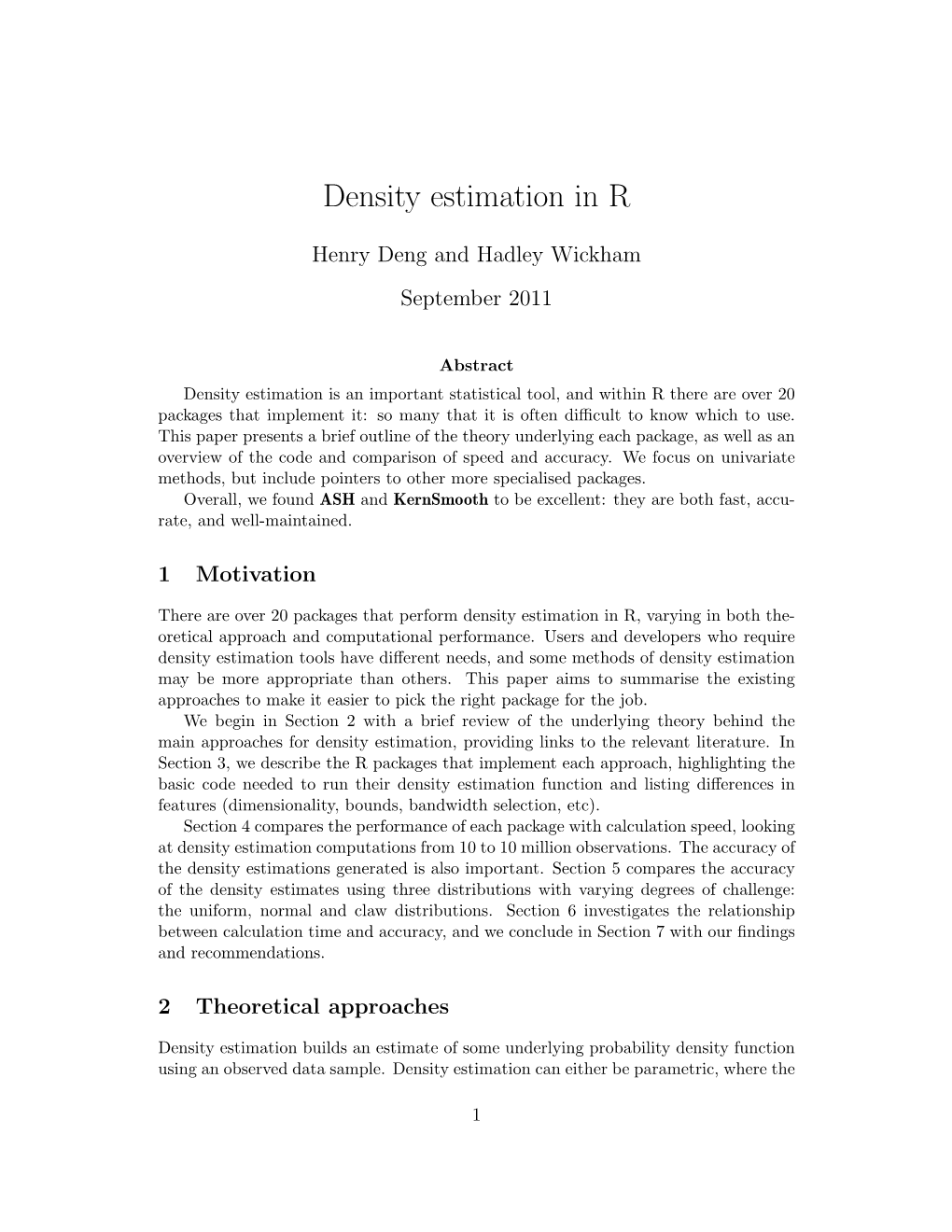 Density Estimation in R