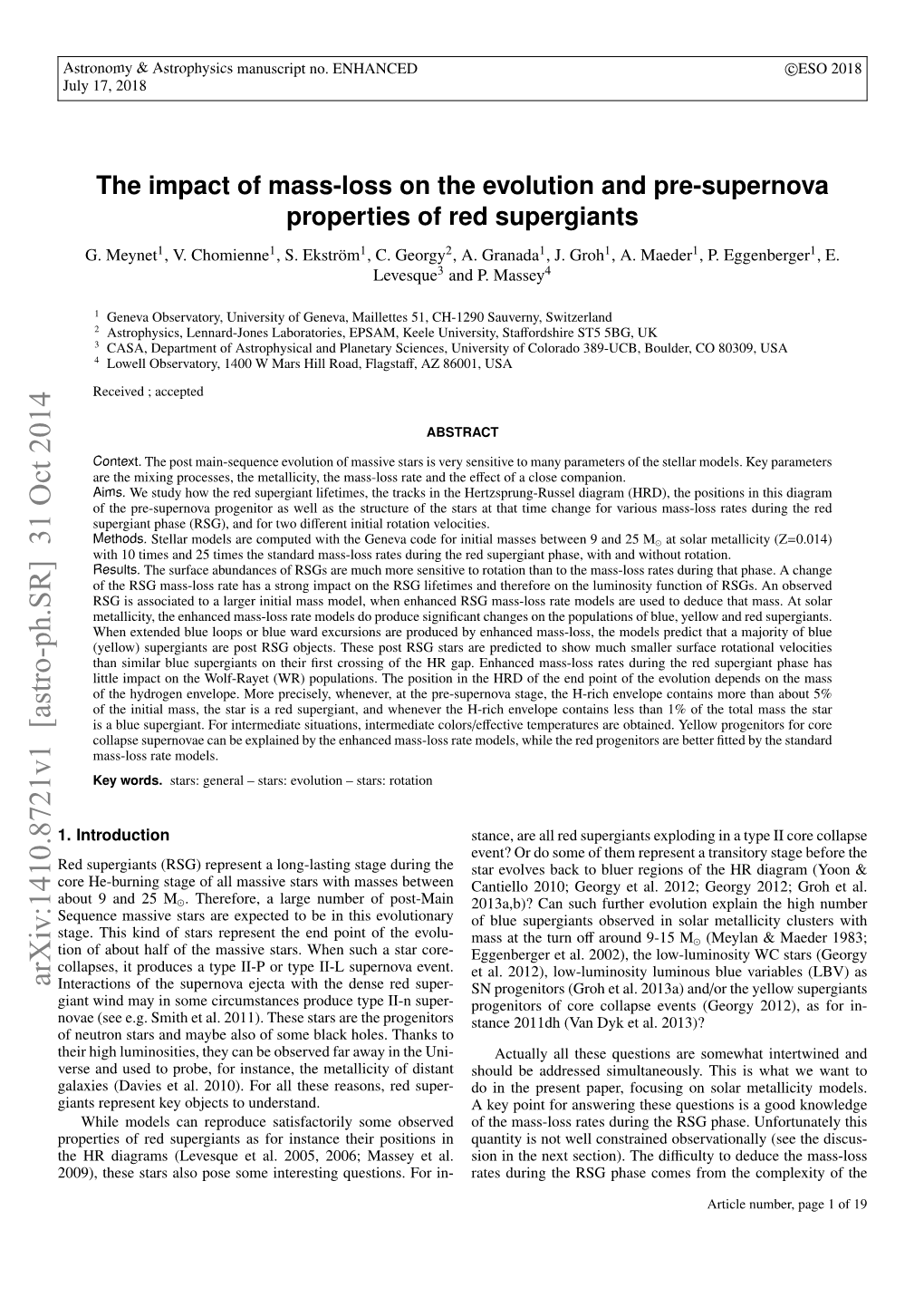 The Impact of Mass-Loss on the Evolution and Pre-Supernova Properties of Red Supergiants G