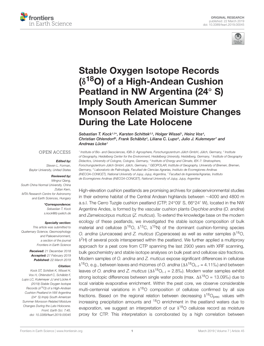 Stable Oxygen Isotope Records (Δ18o)