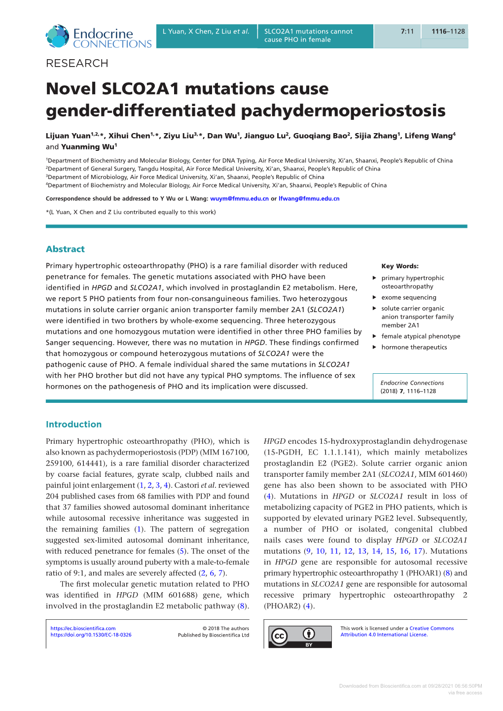 Novel SLCO2A1 Mutations Cause Gender-Differentiated Pachydermoperiostosis