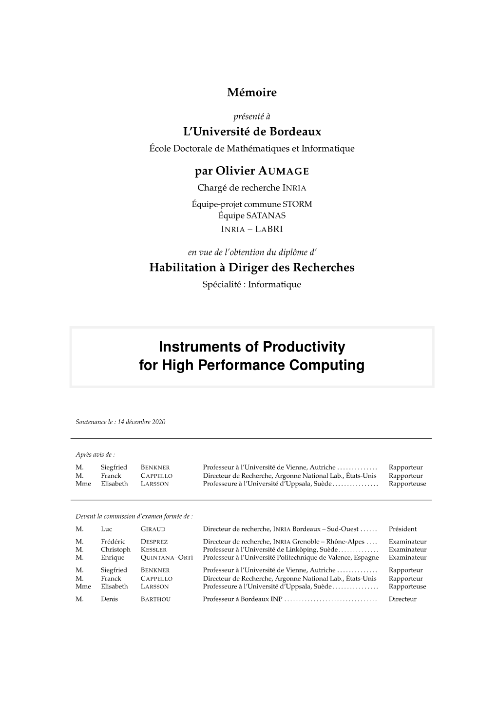 Instruments of Productivity for High Performance Computing