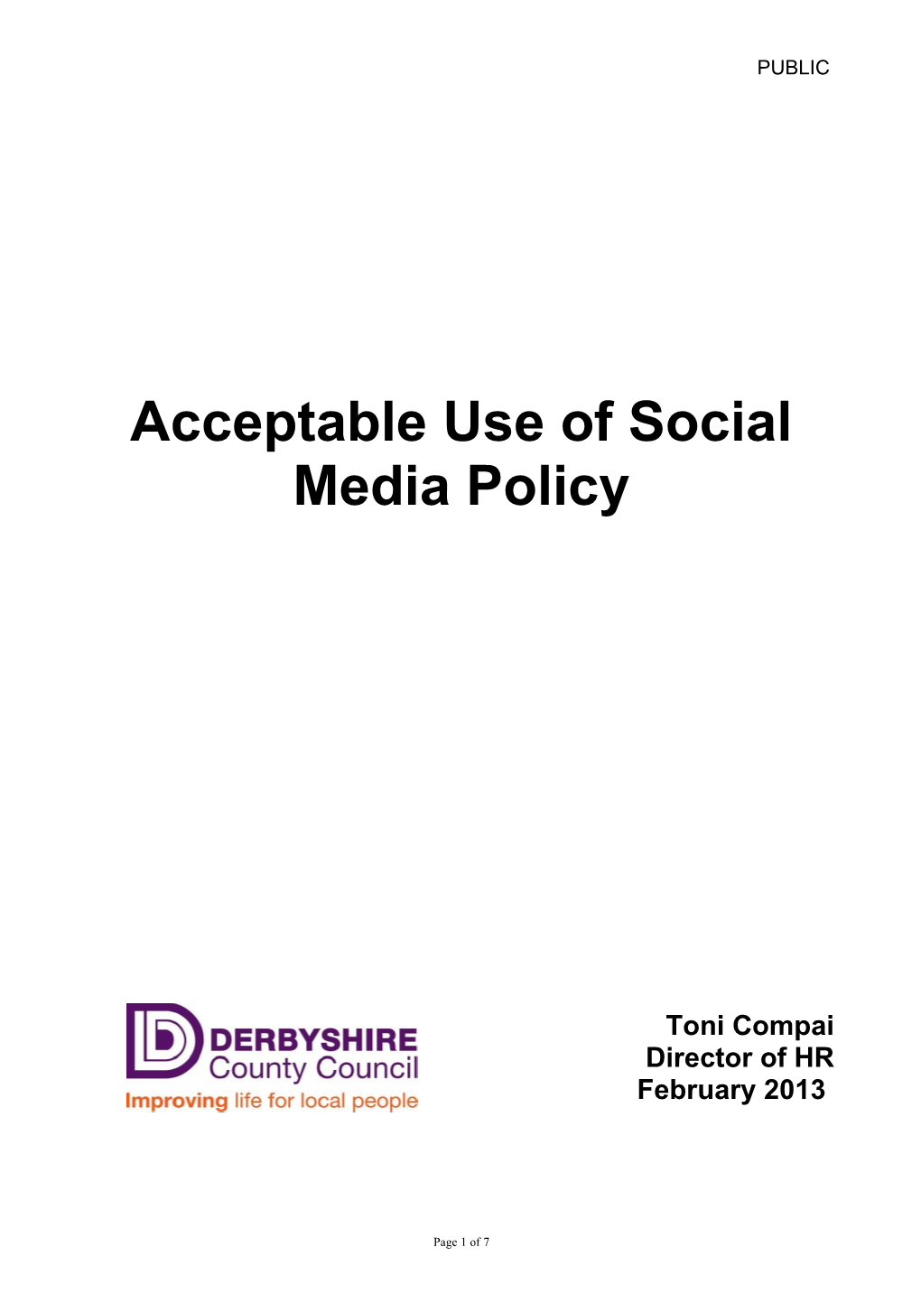 Policy on Use of Social Media