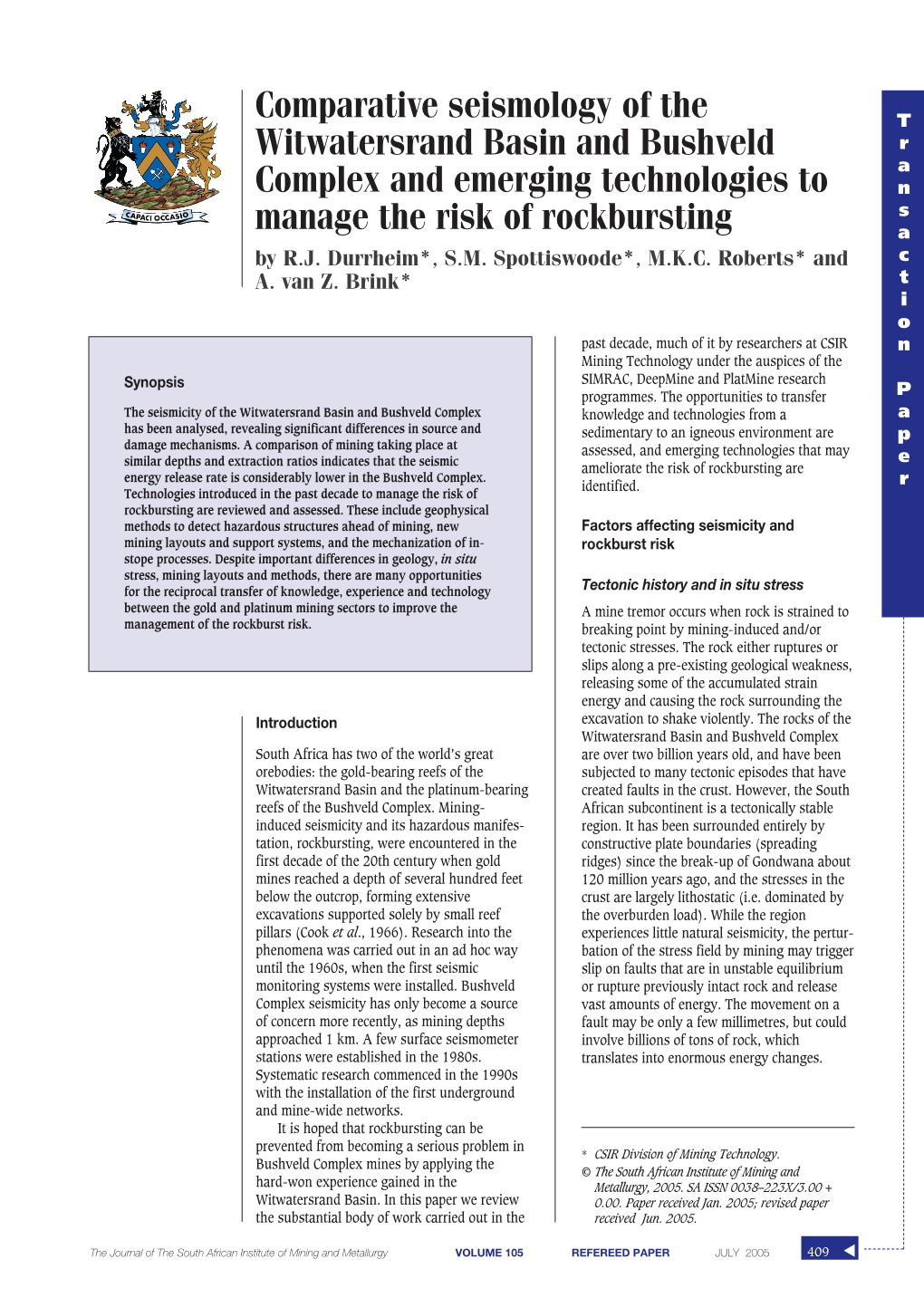 Comparative Seismology of the Witwatersrand Basin and Bushveld Complex