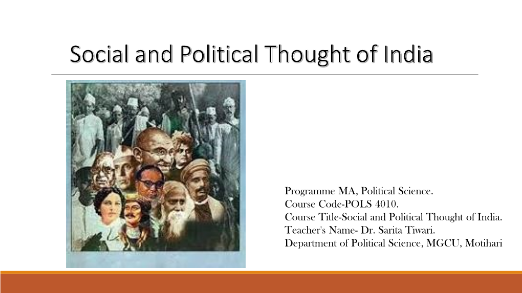 Programme MA, Political Science. Course Code-POLS 4010