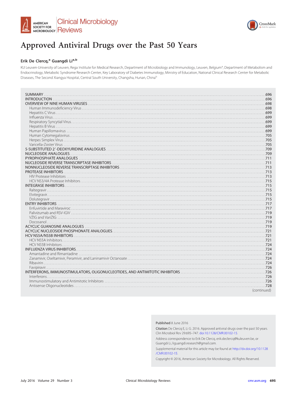 Approved Antiviral Drugs Over the Past 50 Years