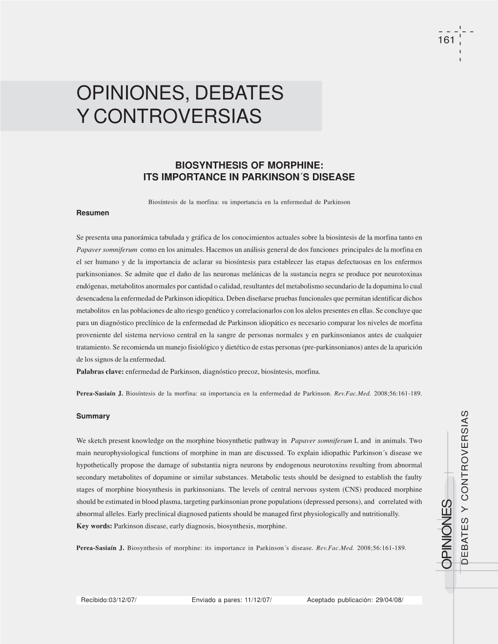 Opiniones, Debates Y Controversias