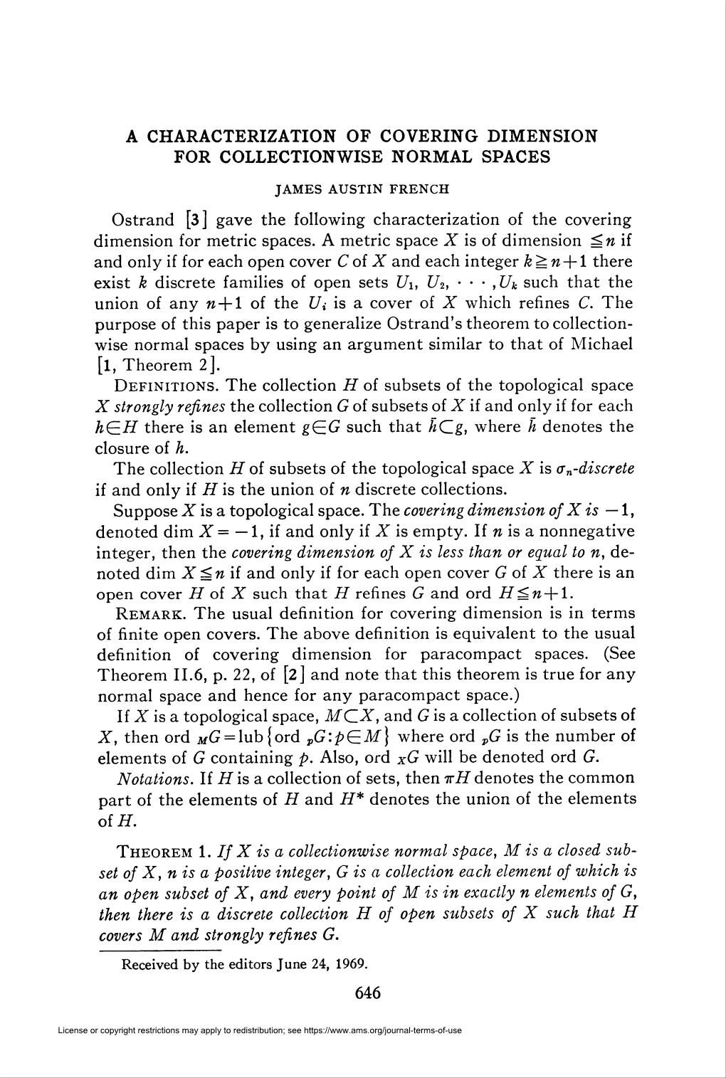 A Characterization of Covering Dimension for Collectionwise Normal Spaces