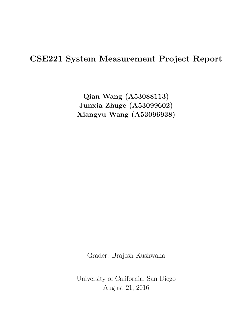 CSE221 System Measurement Project Report