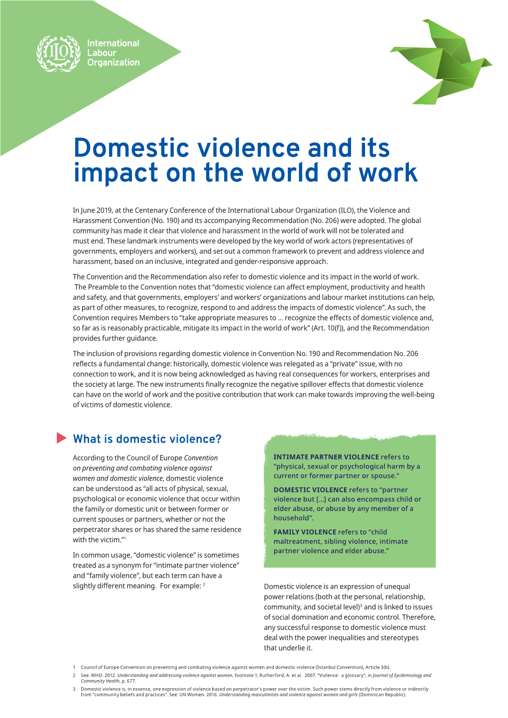 Domestic Violence and Its Impact on the World of Work