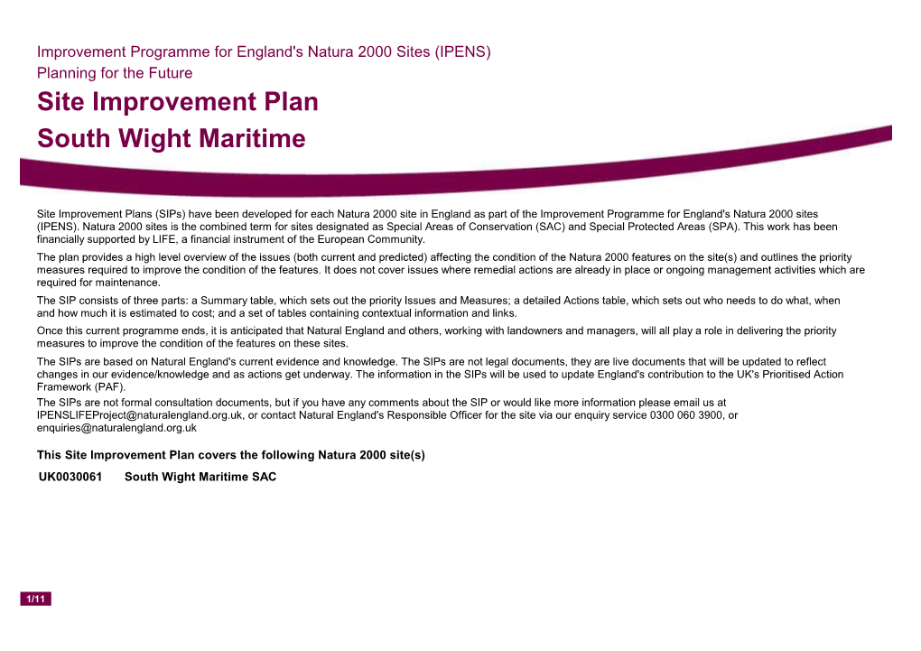 Site Improvement Plan South Wight Maritime