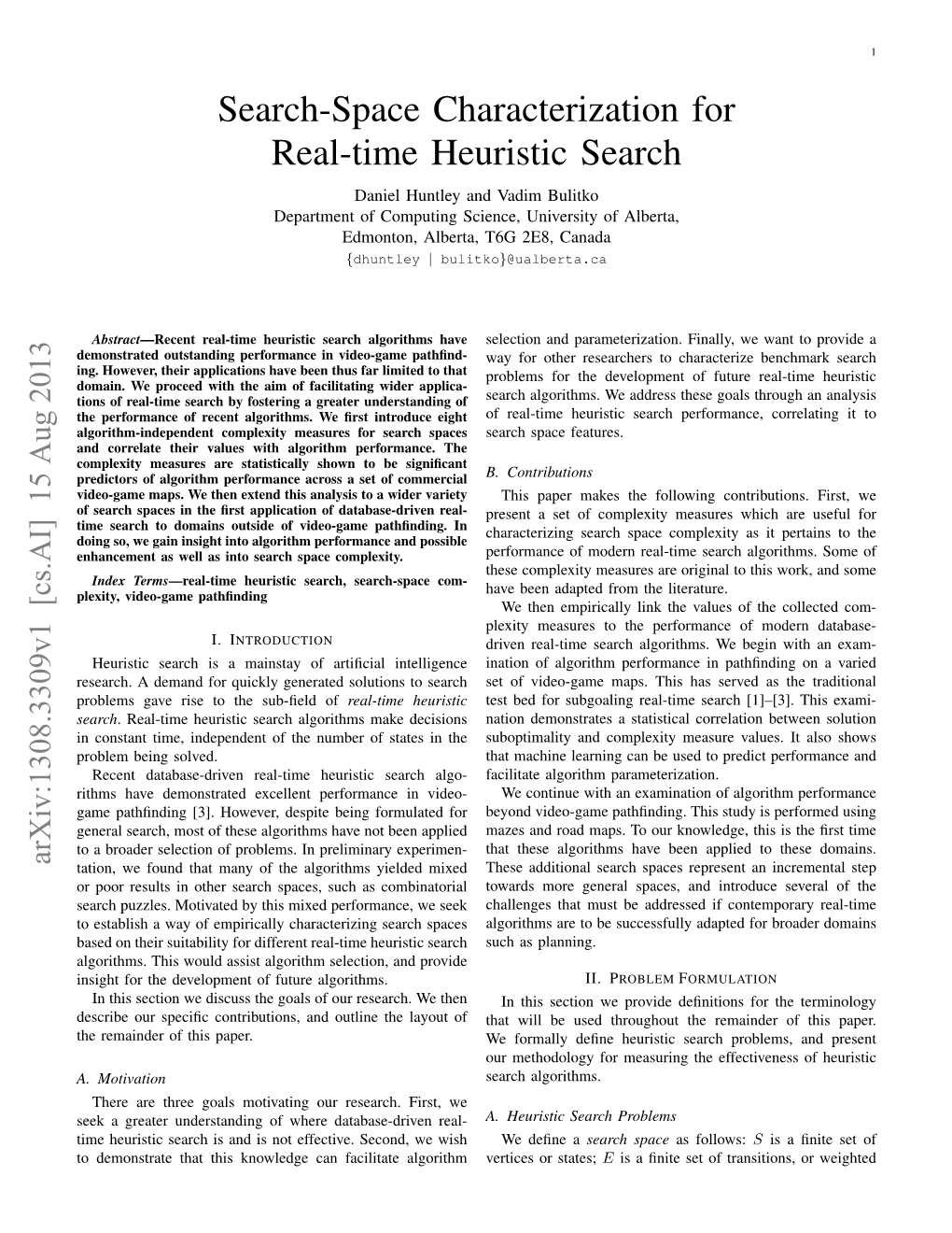 Search-Space Characterization for Real-Time Heuristic Search