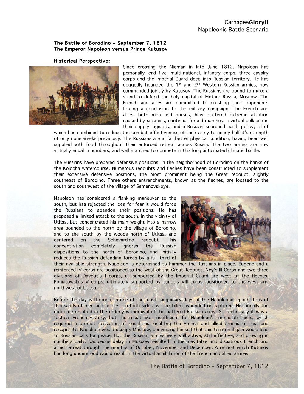 Carnage&Gloryii Napoleonic Battle Scenario the Battle of Borodino