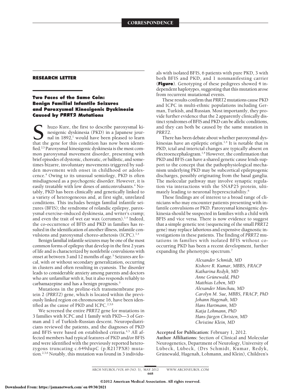 Benign Familial Infantile Seizures and Paroxysmal