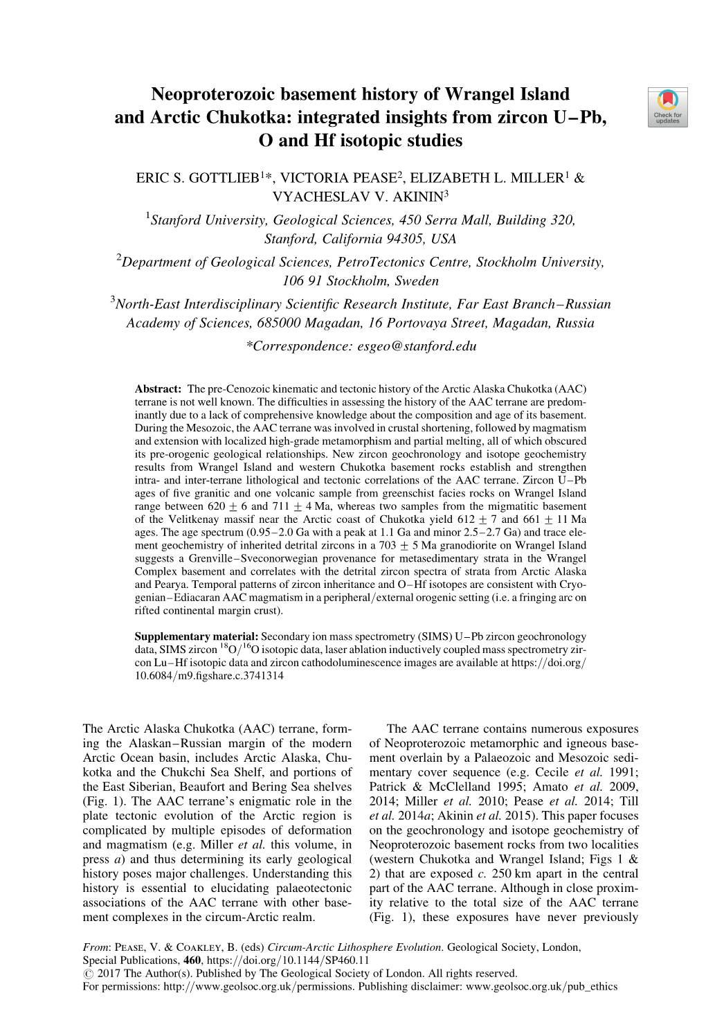 Neoproterozoic Basement History of Wrangel Island and Arctic Chukotka: Integrated Insights from Zircon U–Pb, O and Hf Isotopic Studies