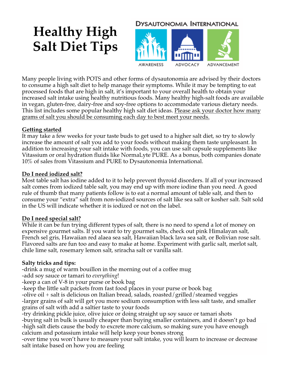 Healthy High Salt Diet Tips