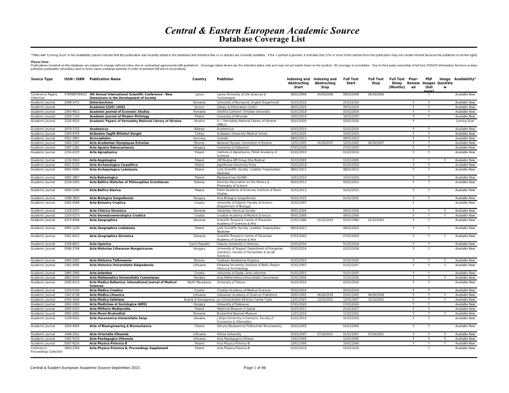 Central & Eastern European Academic Source