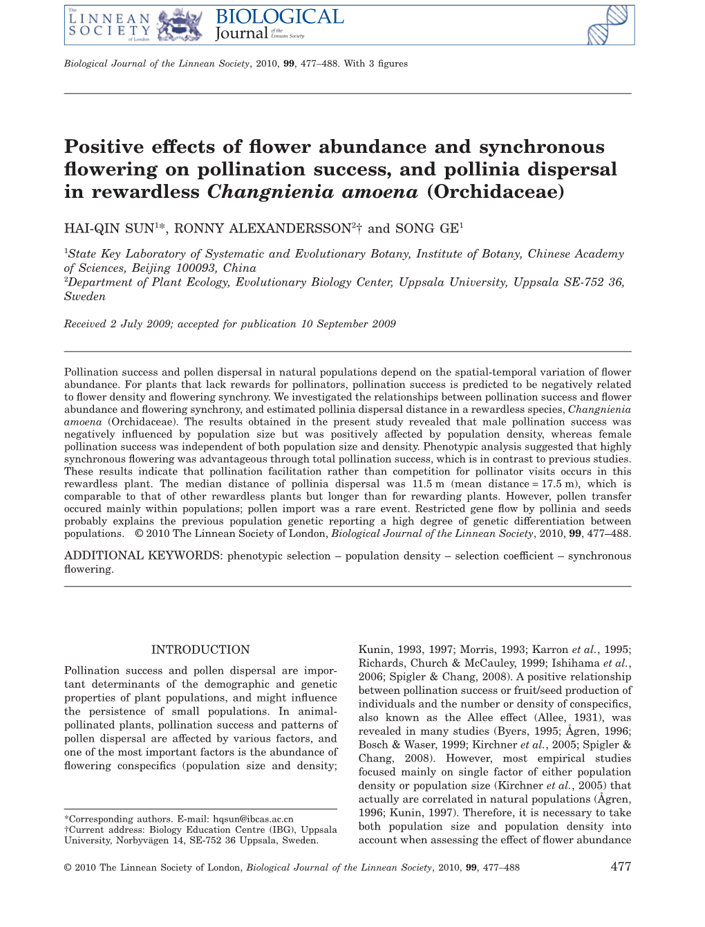 Positive Effects of Flower Abundance and Synchronous Flowering On