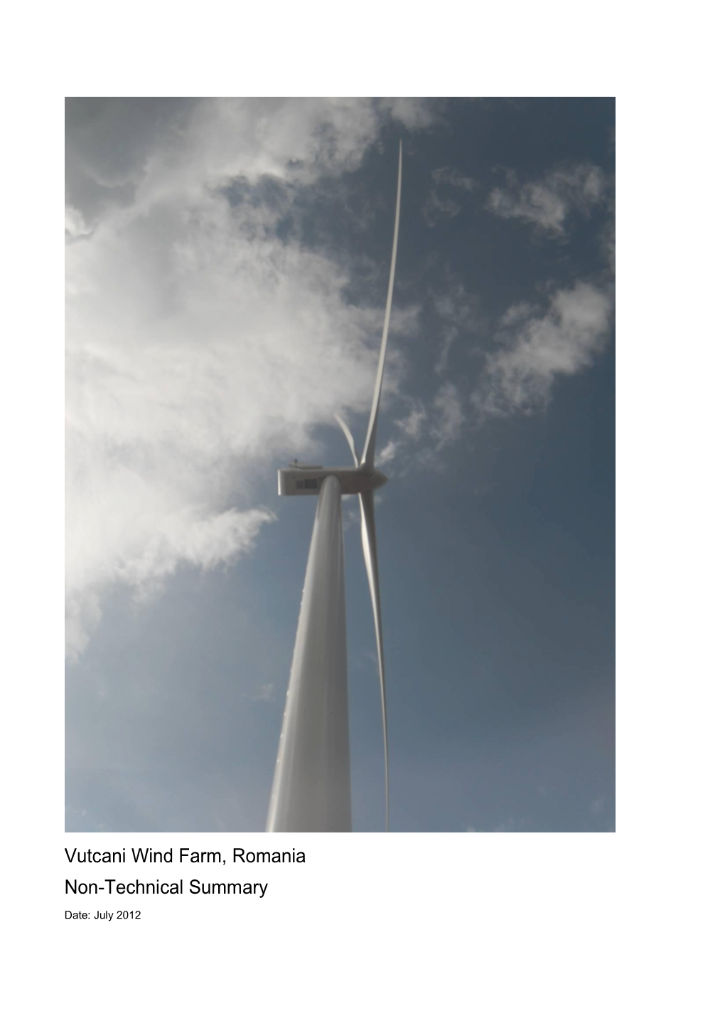 Vutcani Wind Farm, Romania Non-Technical Summary