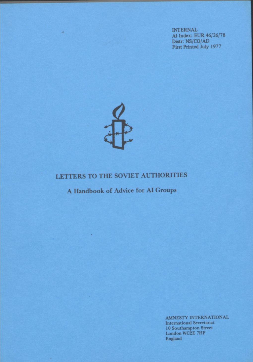 LETTERS to the SOWET AUTHORITIES a Handbook Of