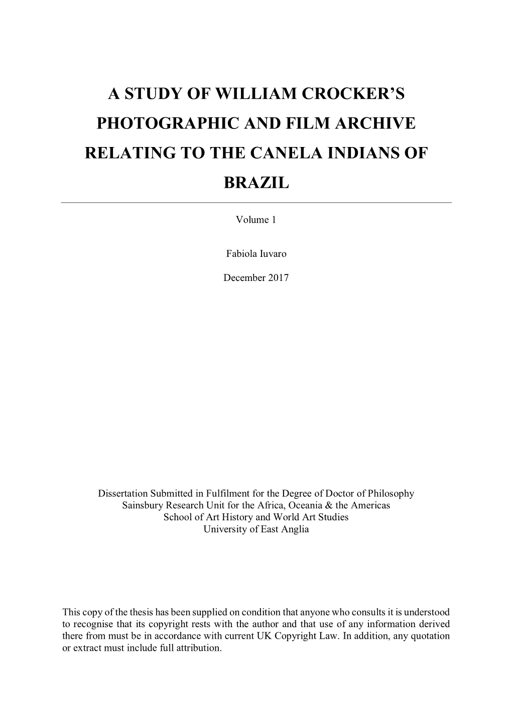 A Study of William Crocker's Photographic and Film