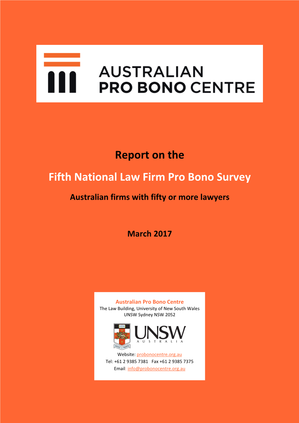 Report on the Fifth National Law Firm Pro Bono Survey