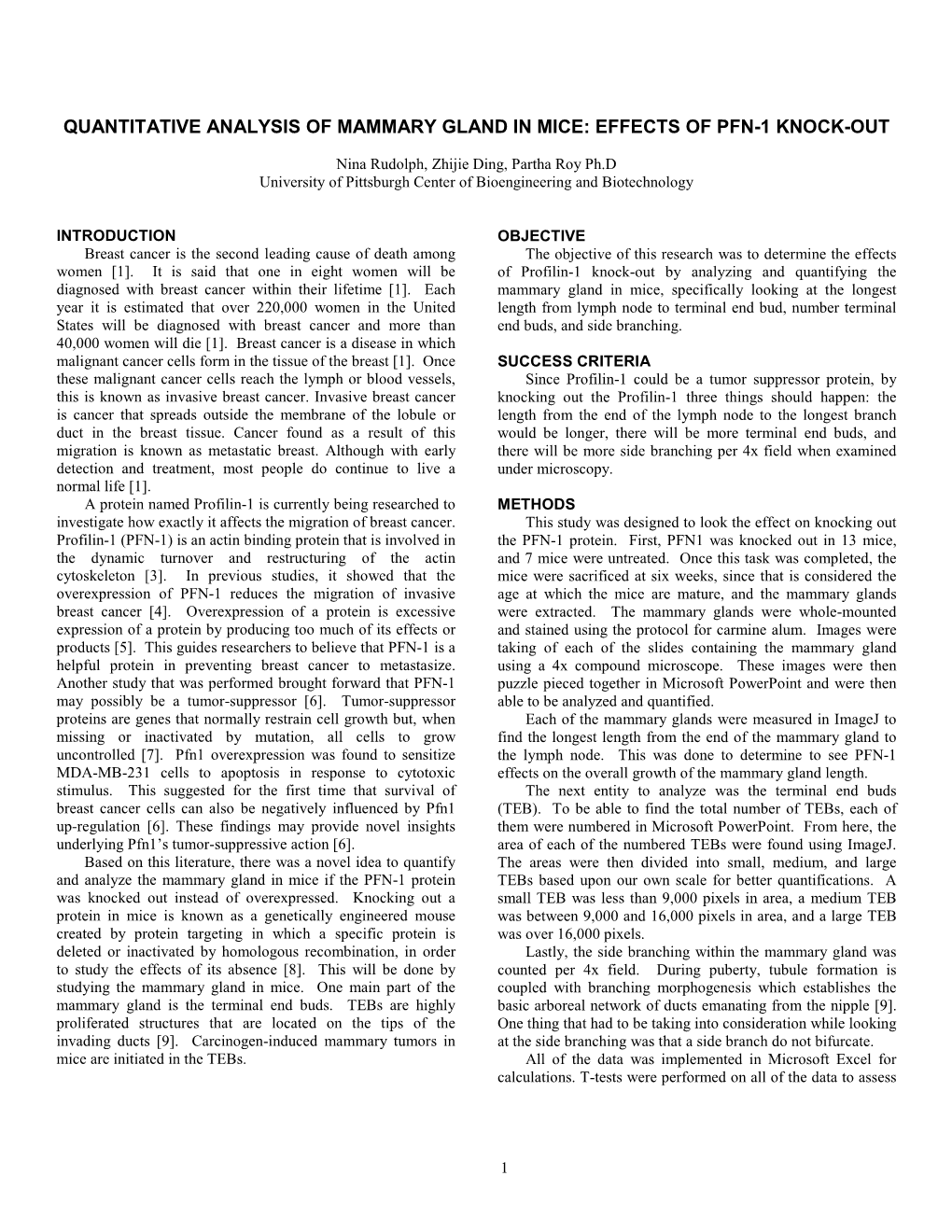 Quantification of the Mammary Gland in Mice