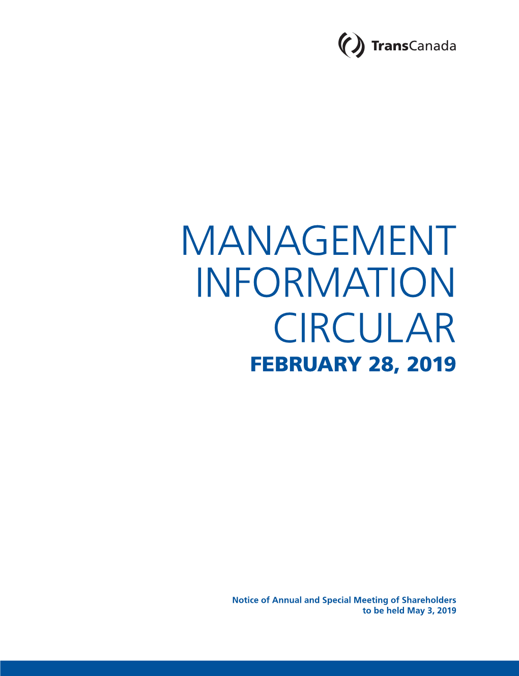 Management Information Circular 2019 1 Notice of 2019 Annual and Special Meeting