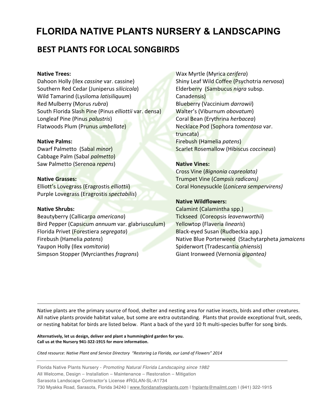 Florida Native Plants Nursery & Landscaping Best