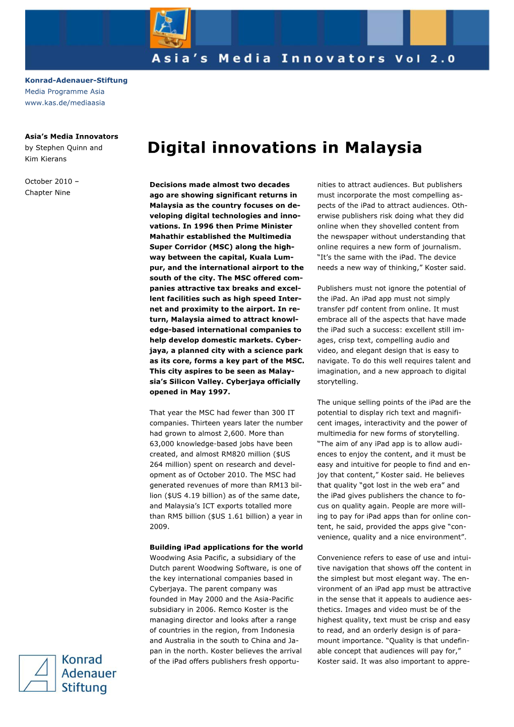 Digital Innovations in Malaysia Kim Kierans