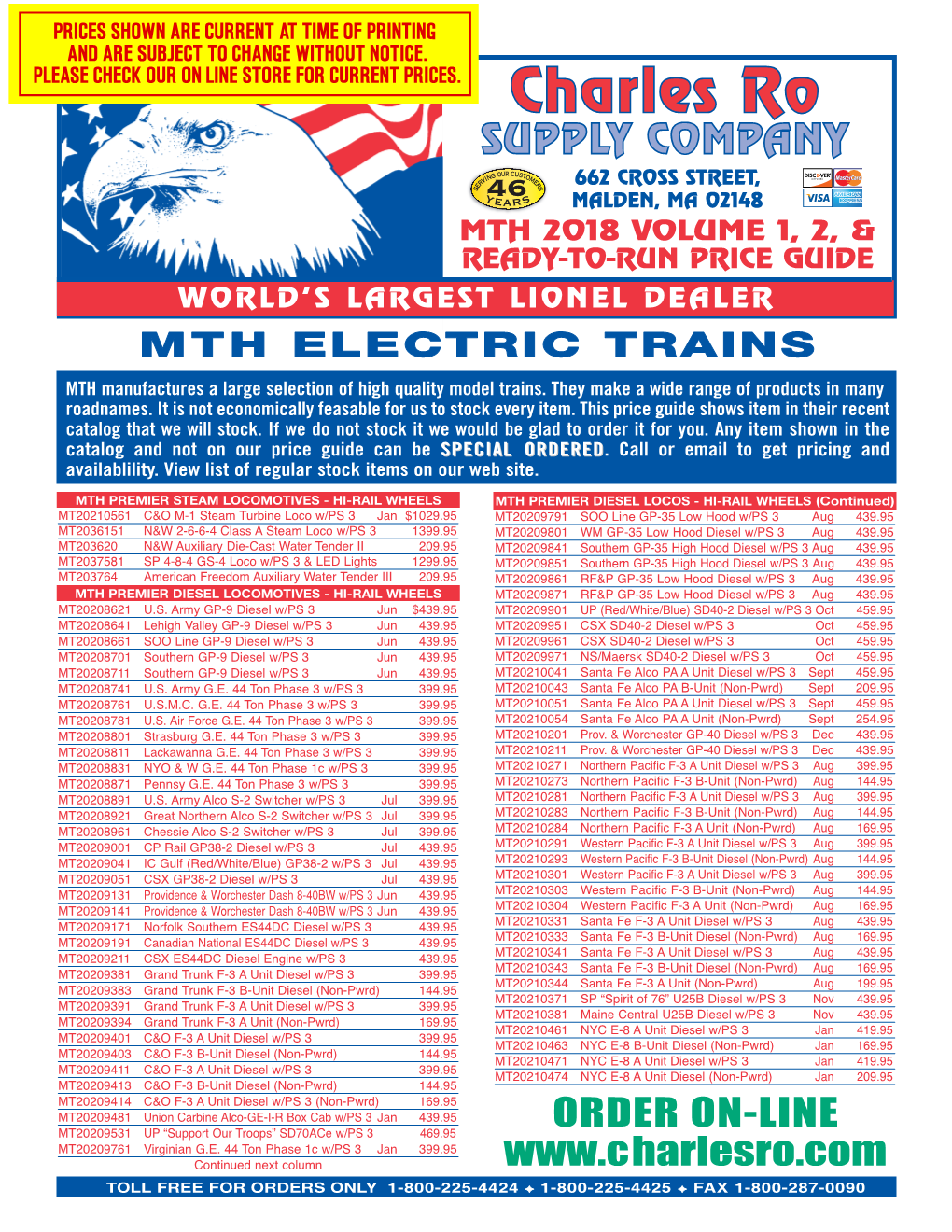 2018 MTH Price Guide