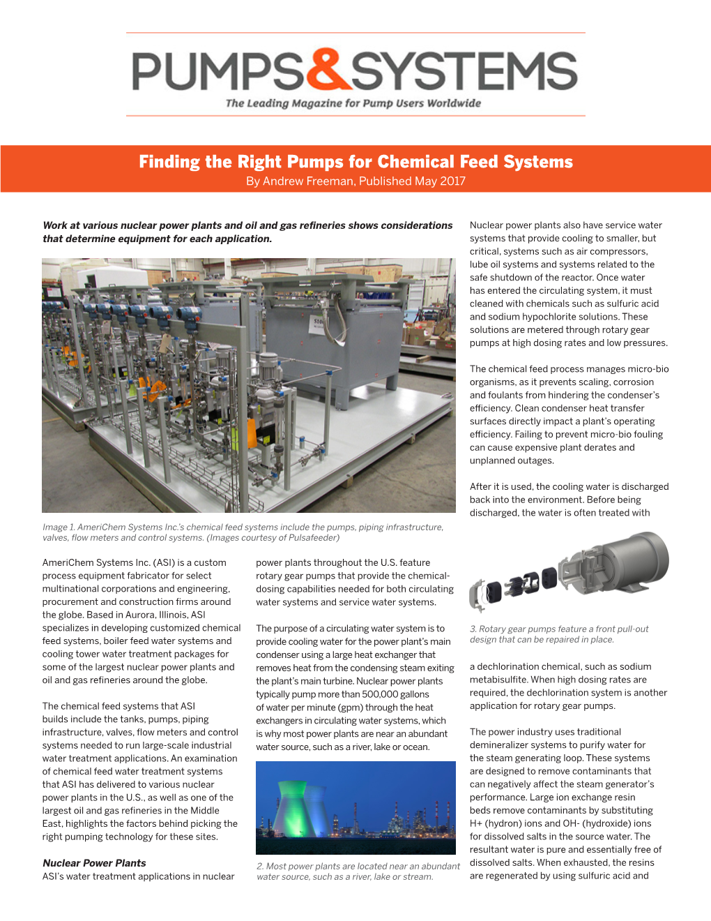 Finding the Right Pumps for Chemical Feed Systems by Andrew Freeman, Published May 2017