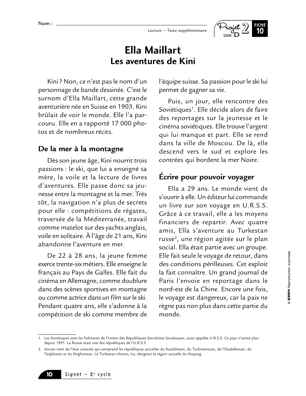 Texte Supplémentaire 10 Livre D Ella Maillart Les Aventures De Kini