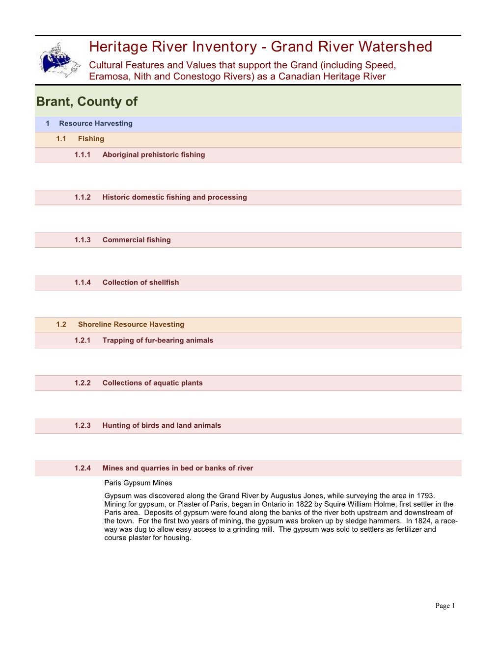 Heritage River Inventory